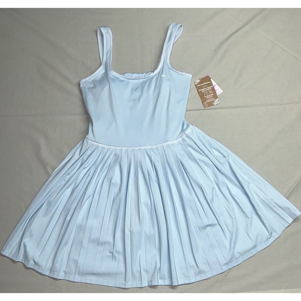 Tommy Bahama Womens Blue Pleated Active Tennis Dress Cutout Back S NWT